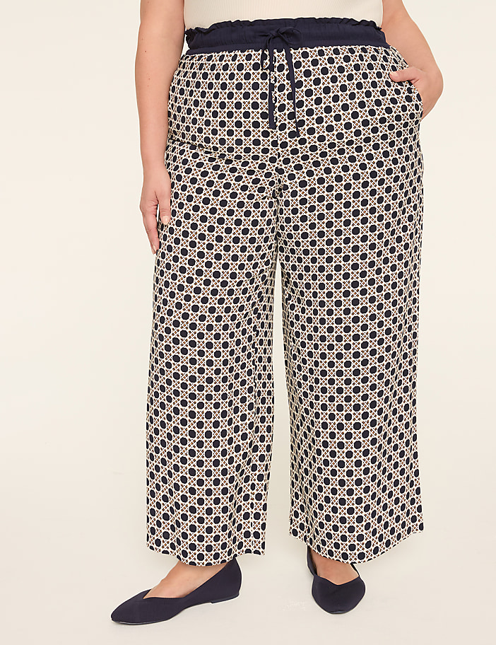 Printed Paperbag Waist Wide Leg Pant