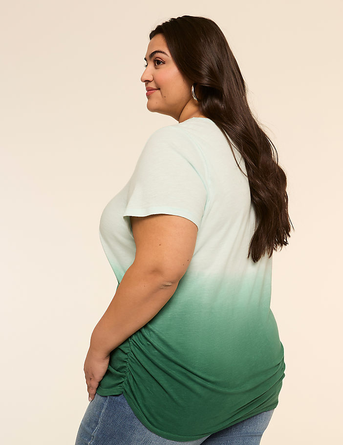 Short-Sleeve V-Neck Side-Ruched Tee