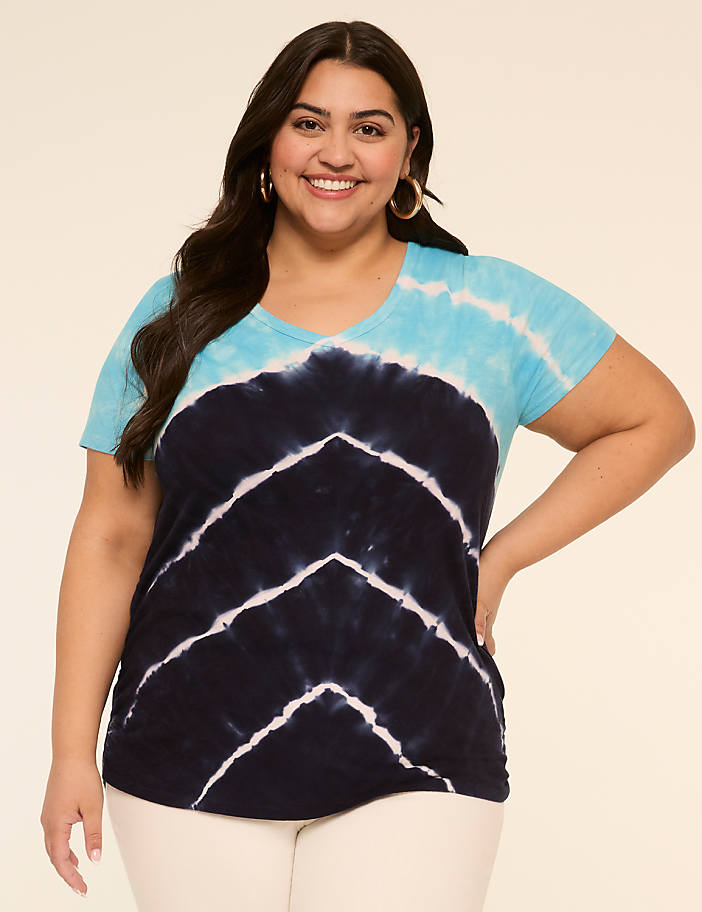 Short-Sleeve V-Neck Side-Ruched Tee