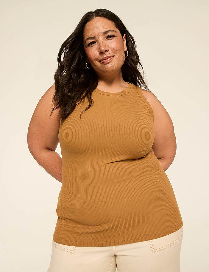 High-Neck Rib Tank