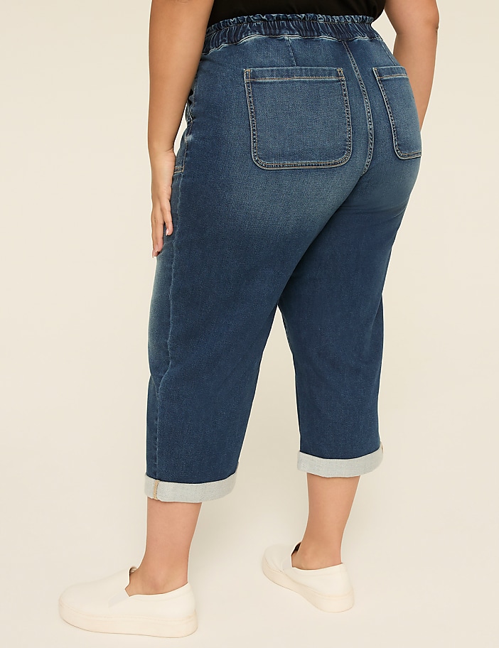 Cloud Knit Pull-On Denim Capri