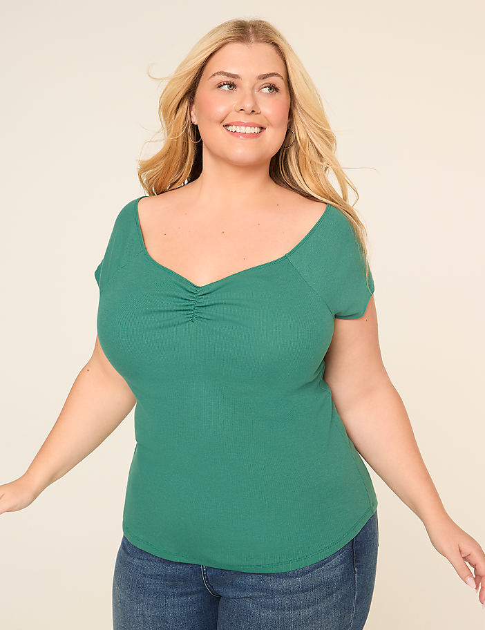 Off-The-Shoulder Shirred-Neck Top