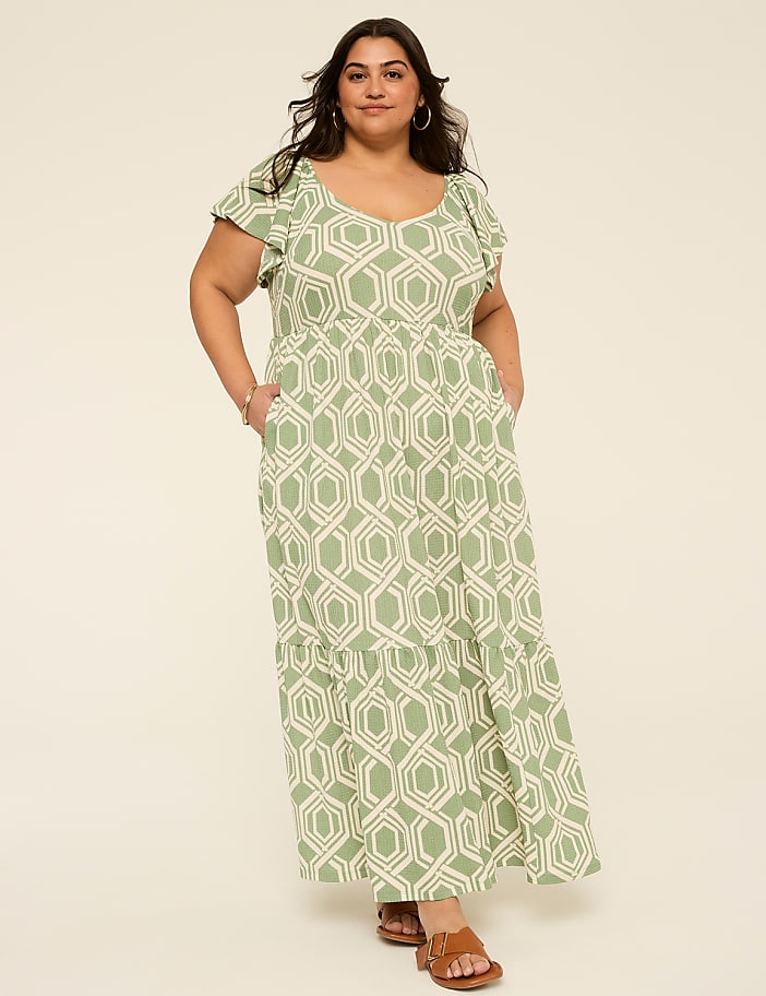 V-Neck Tiered Maxi Dress