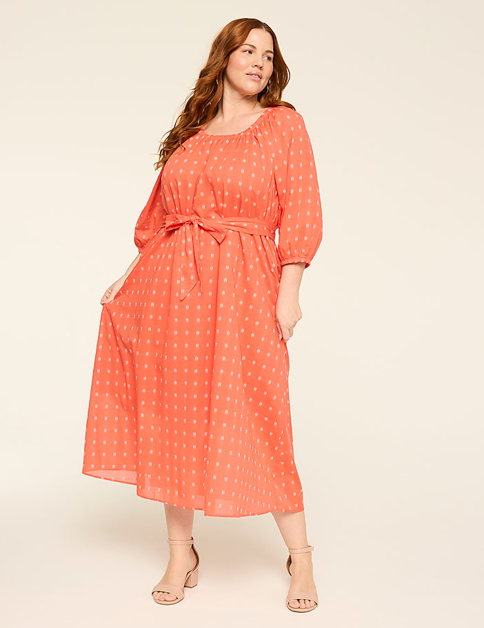 Long-Sleeve Tie-Waist Maxi Dress