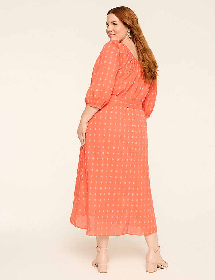 Long-Sleeve Tie-Waist Maxi Dress