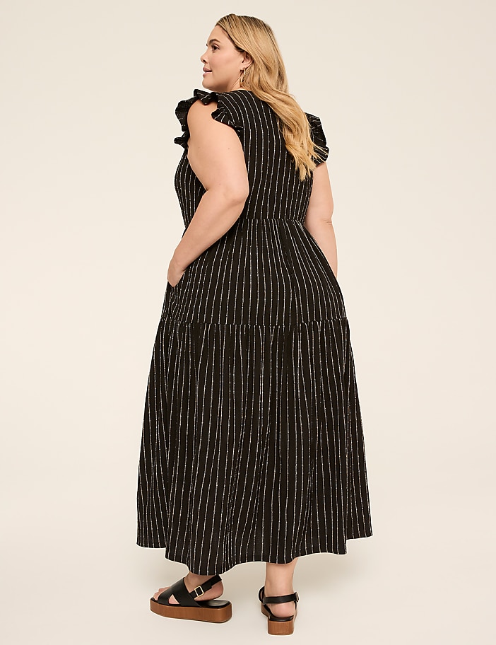Short-Sleeve Crew-Neck Maxi Dress