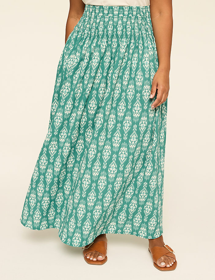 Smocked-Waist Maxi Skirt