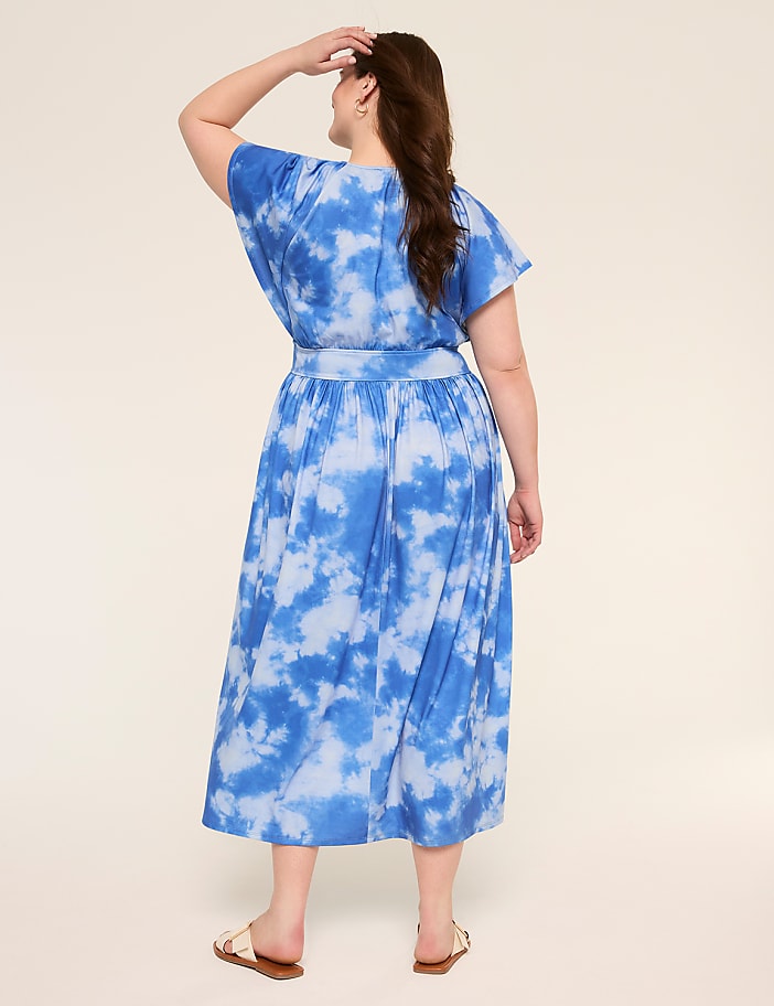 Short-Sleeve V-Neck Maxi Dress