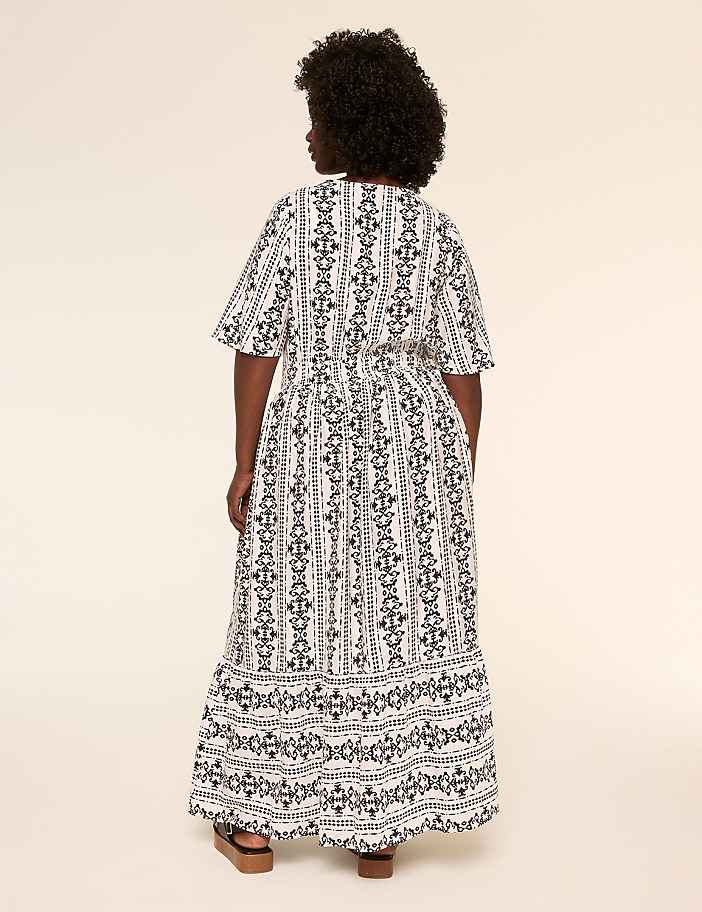 Short-Sleeve Smocked Waist Midi Dress