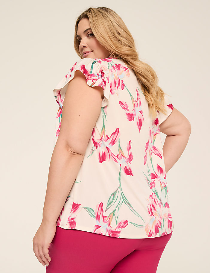 Flutter-Sleeve Notch-Neck Top