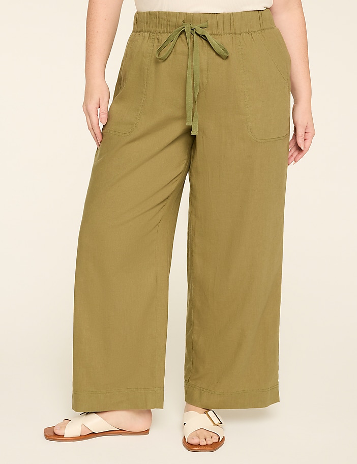 Linen-Blend Wide Leg Pant