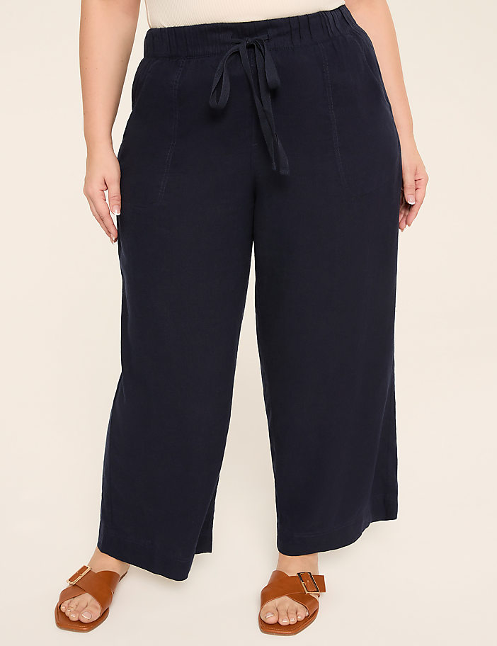 Linen-Blend Wide Leg Pant
