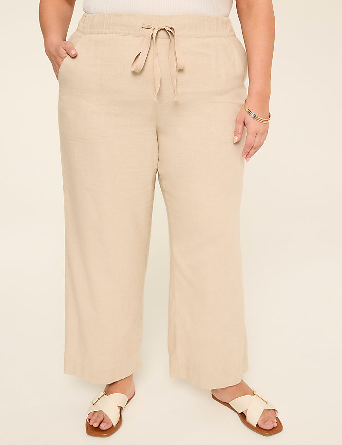 Linen-Blend Wide Leg Pant