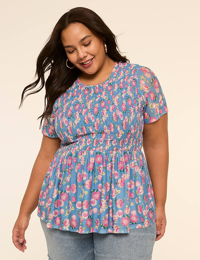 Short-Sleeve Peplum Top