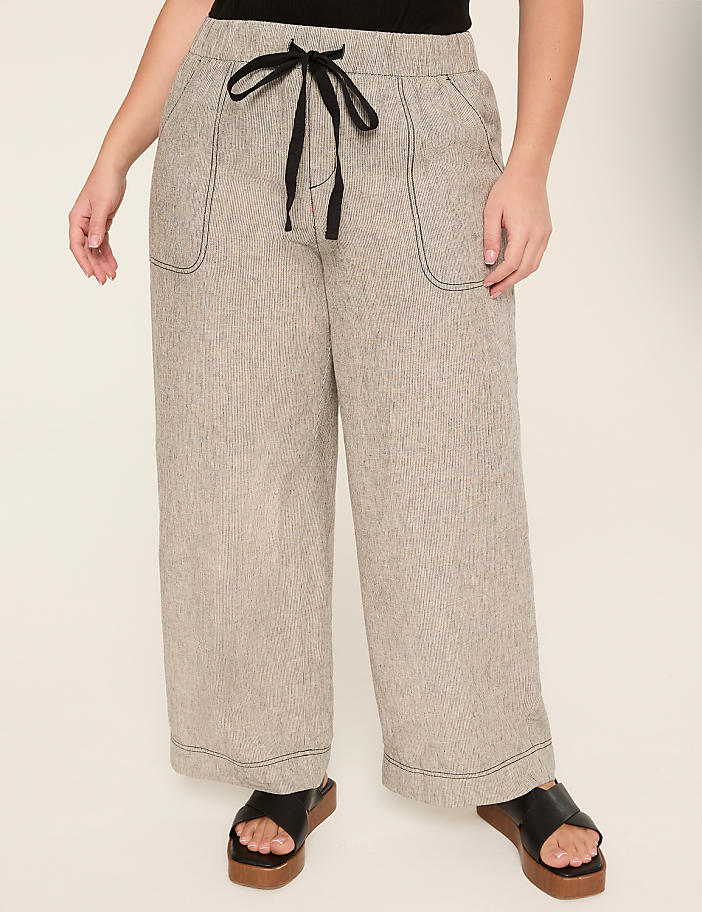 Linen-Blend Wide Leg Pant