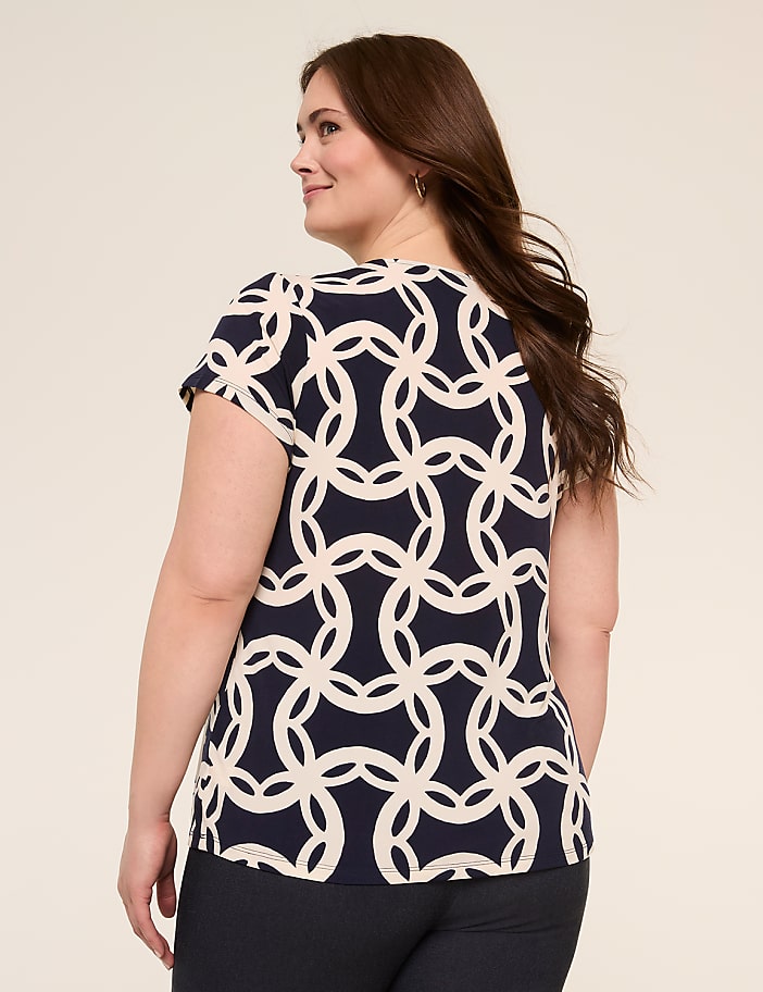 Swing Cap-Sleeve Pleat-Front Top