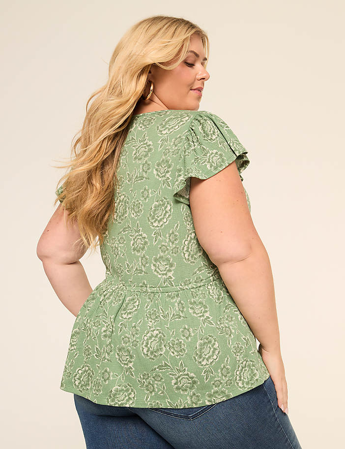 Short-Sleeve V-Neck Tie Waist Top