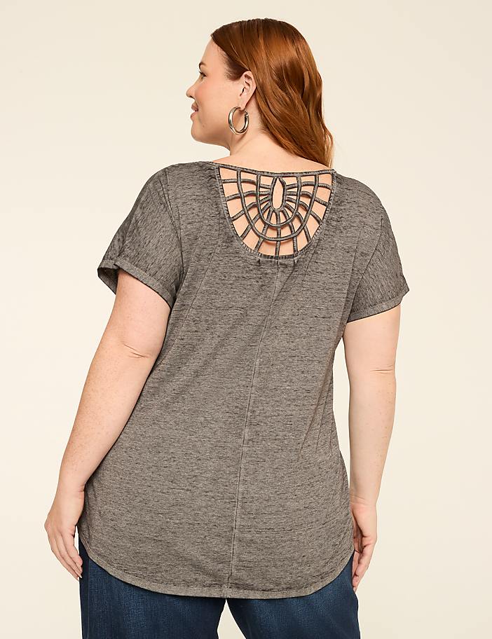 Scoop-Neck Short-Sleeve Strappy Back Faith Graphic Tee