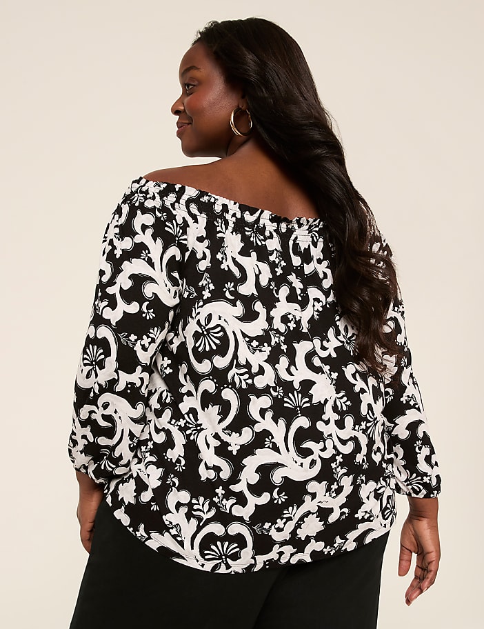 Long-Sleeve Off-The-Shoulder Knit Top