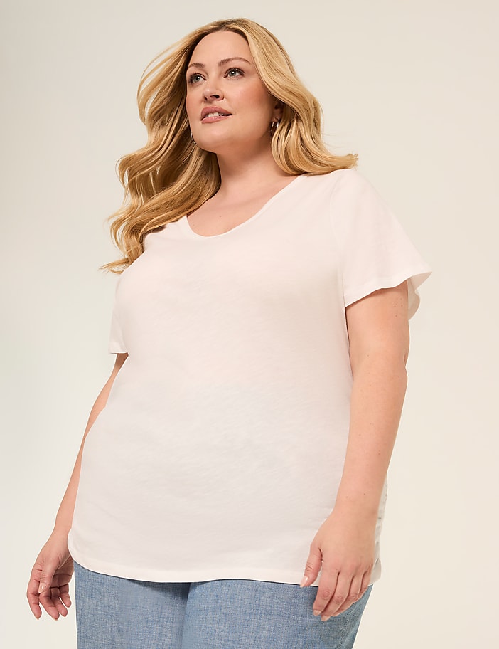 Short-Sleeve V-Neck Side-Ruched Tee