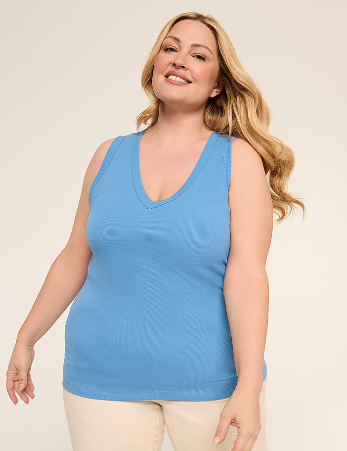 Deep V-Neck Rib Layering Tank