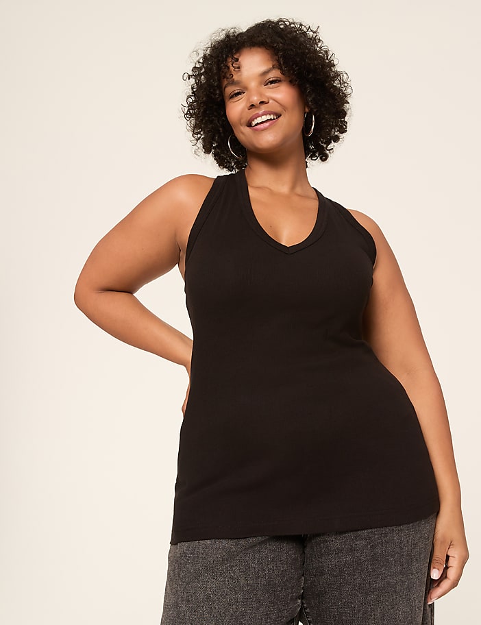 Deep V-Neck Rib Layering Tank