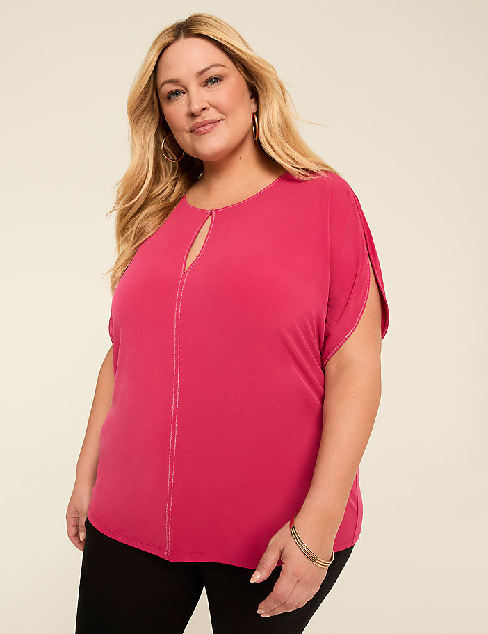 Split-Sleeve Keyhole Top