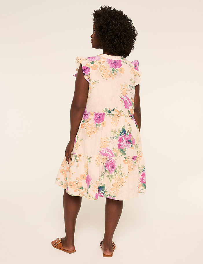 Short-Sleeve Ruffle Swing Dress