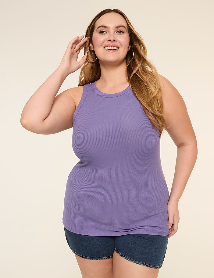 High-Neck Rib Tank