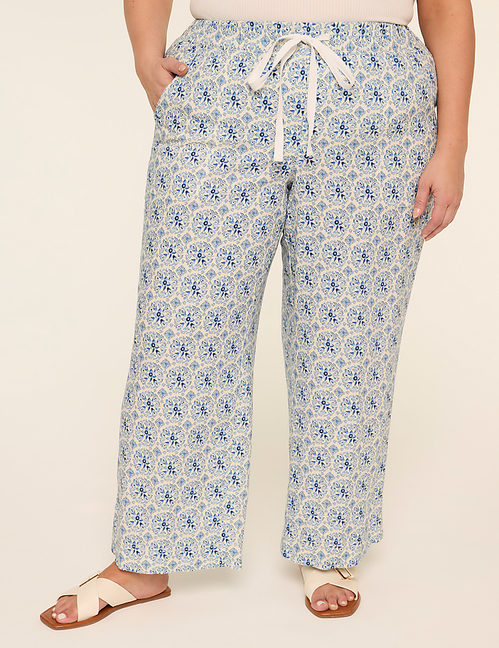 Linen-Blend Wide Leg Pant