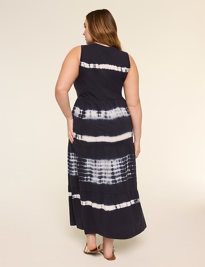 Crew-Neck Tiered Maxi Dress