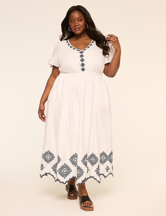 Flutter-Sleeve V-Neck Maxi Dress