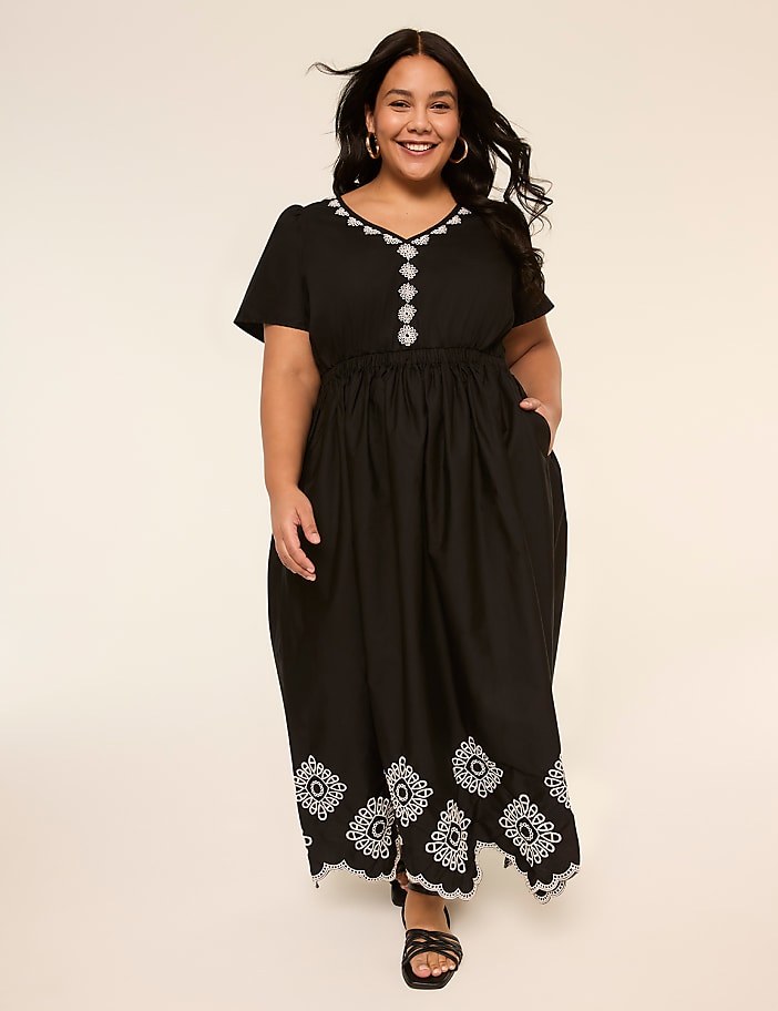 Flutter-Sleeve V-Neck Maxi Dress