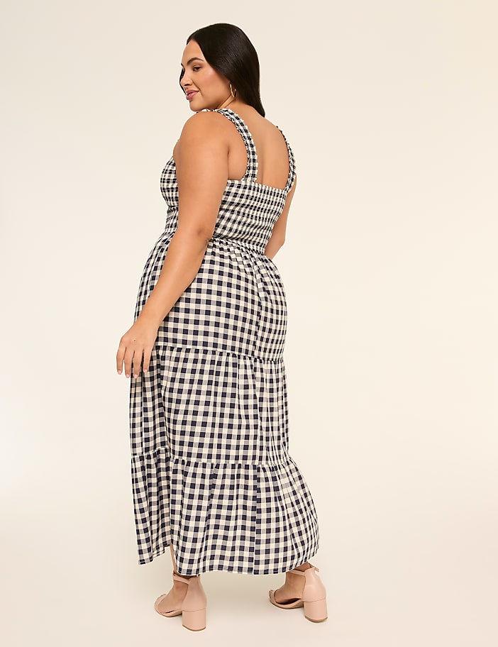 Ruffle-Strap Square-Neck Tiered Midi Dress