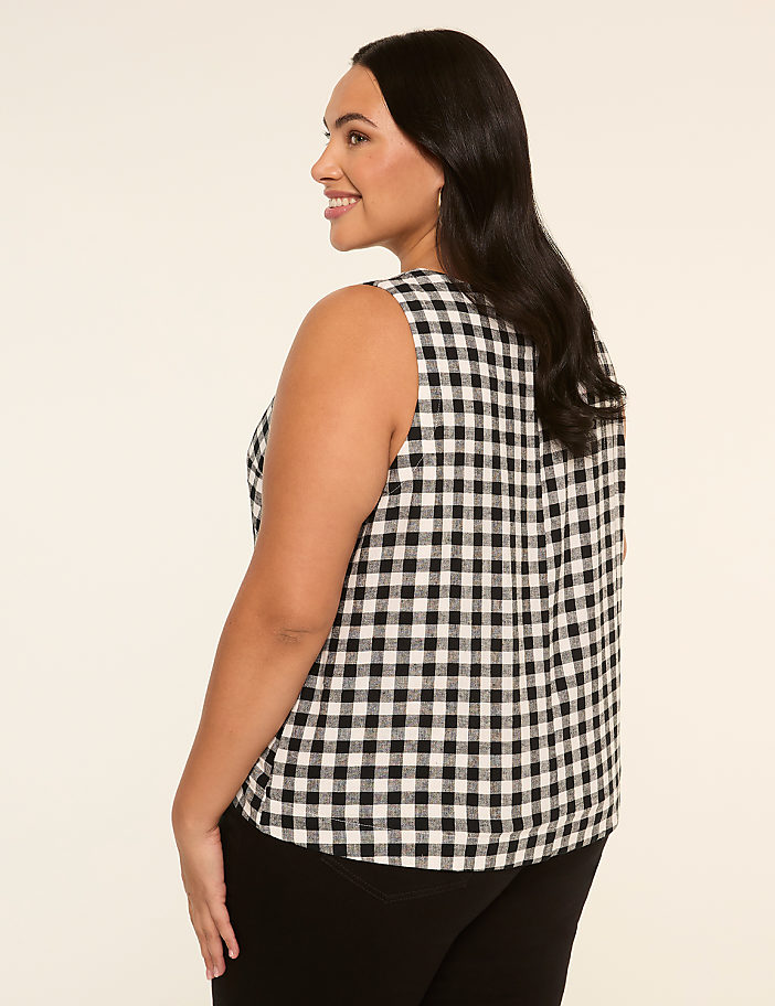 Gingham Tailored Linen-Blend Vest
