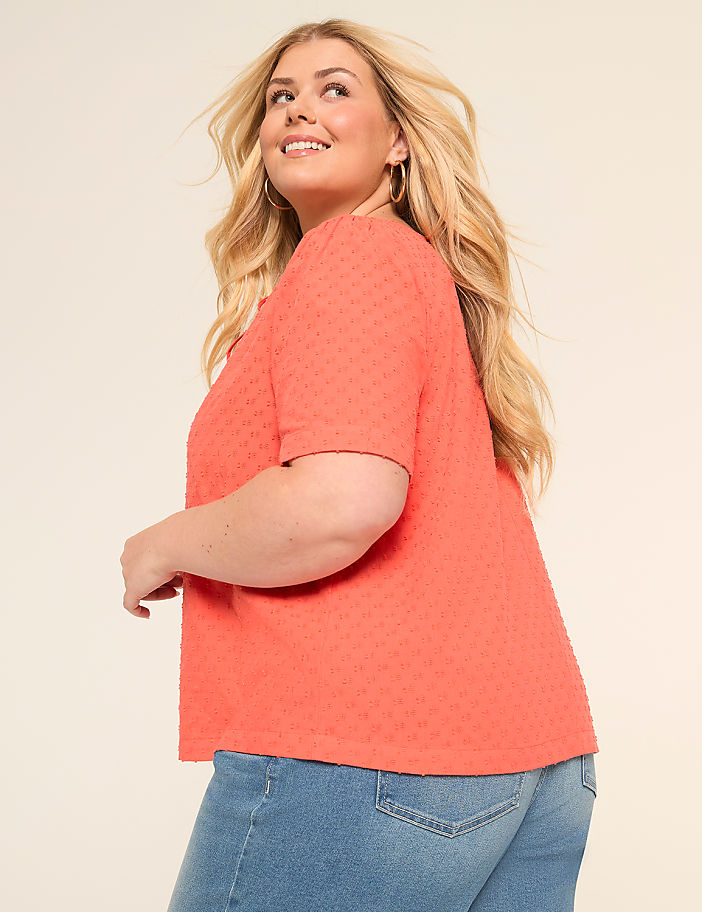 Short-Sleeve Tie-Neck Popover Blouse