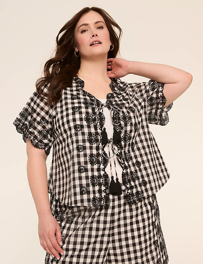 Gingham Tie-Front Top