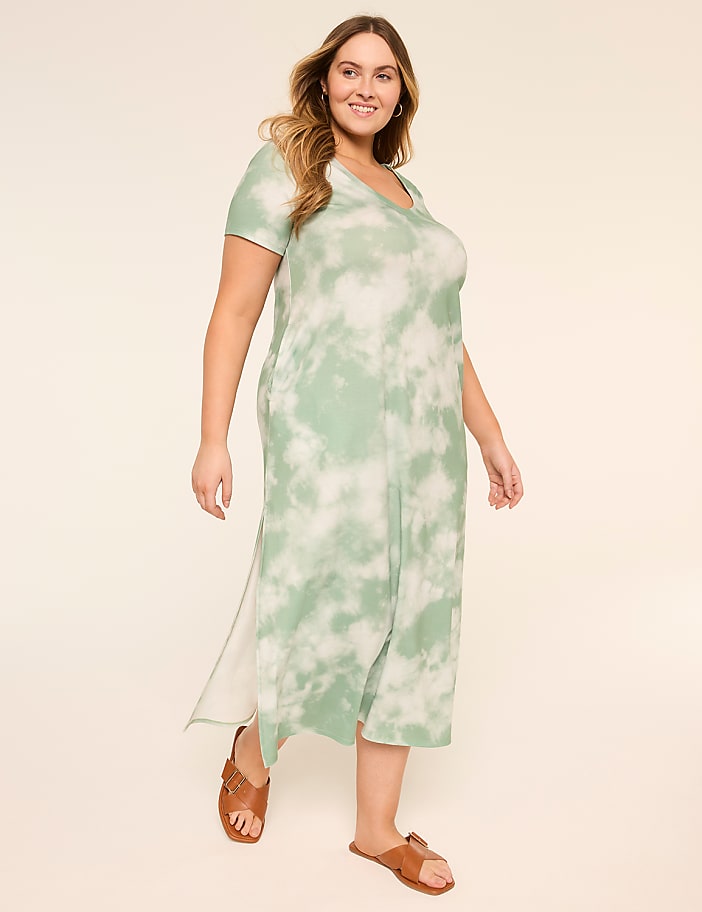 Short-Sleeve V-Neck Maxi T-Shirt Dress