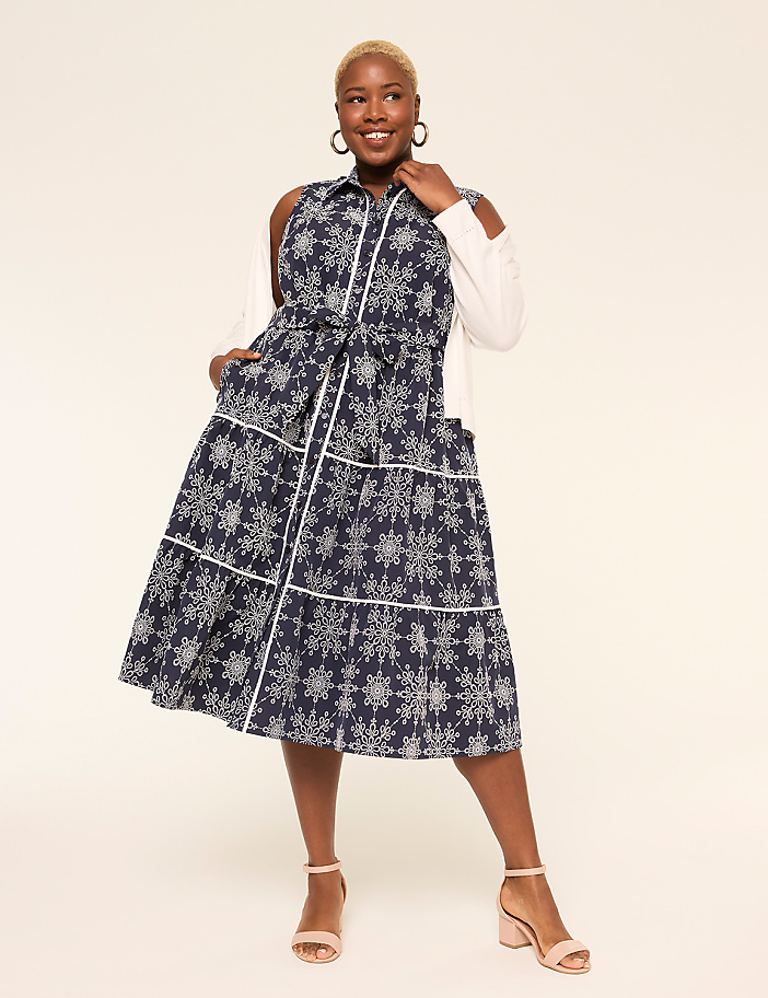 Sleeveless Tiered Shirt Dress