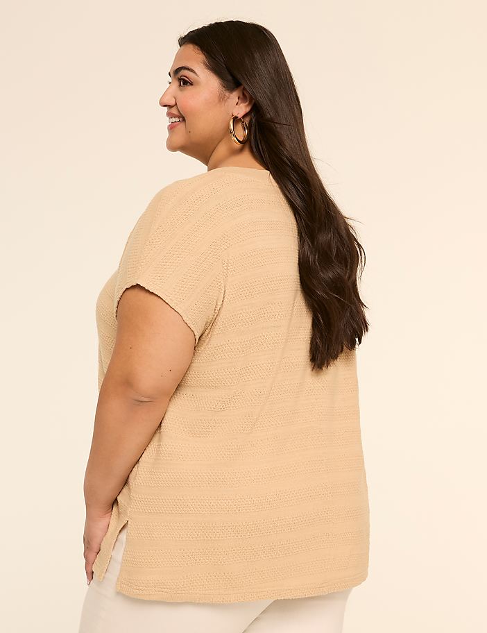 Dolman Cap-Sleeve V-Neck Top