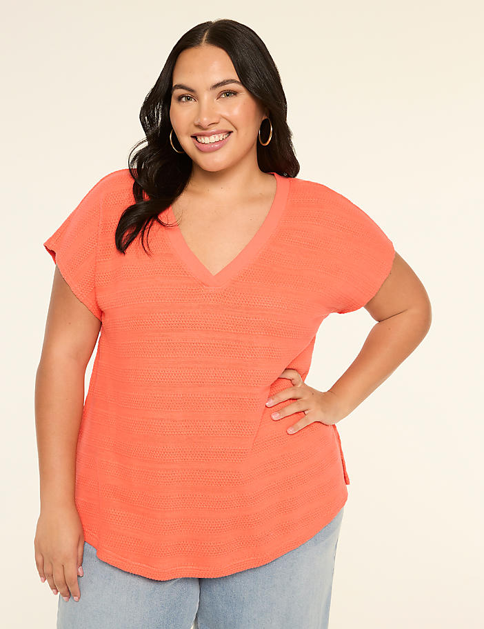 Dolman Cap-Sleeve V-Neck Top