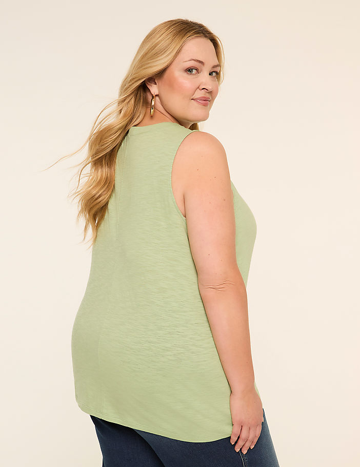 Shirred-Shoulder Notch-Neck Tank