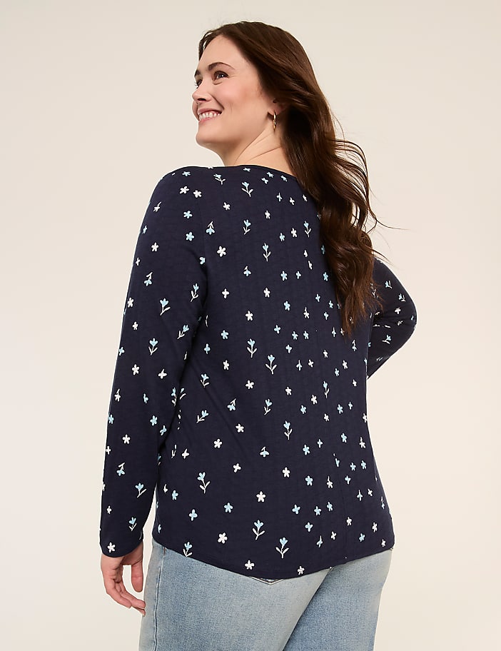 Crew-Neck Button-Front Cardigan