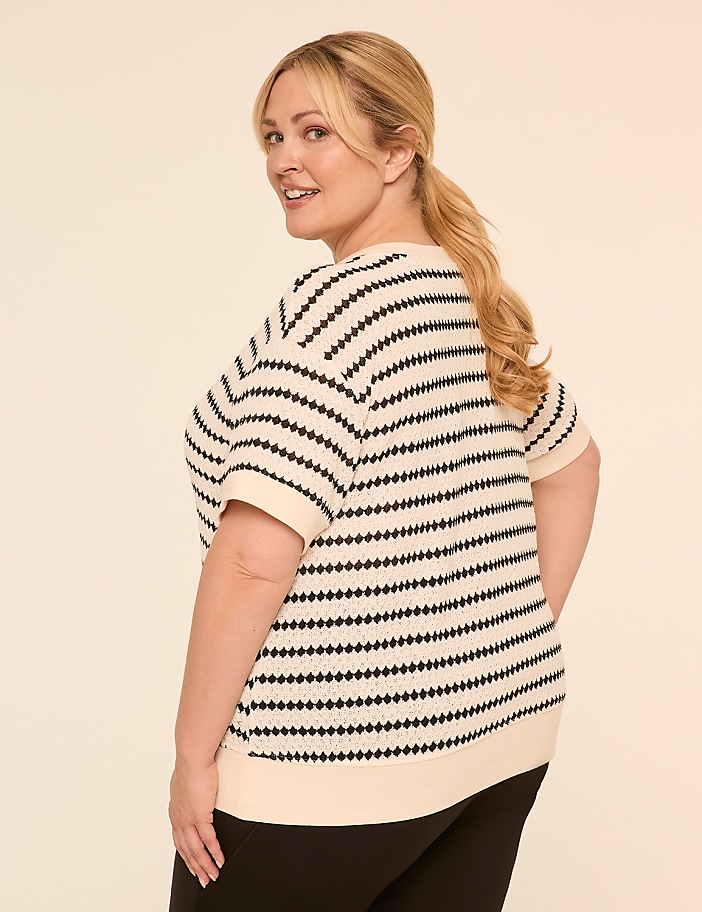 LIVI Elbow-Sleeve Textured-Knit Top