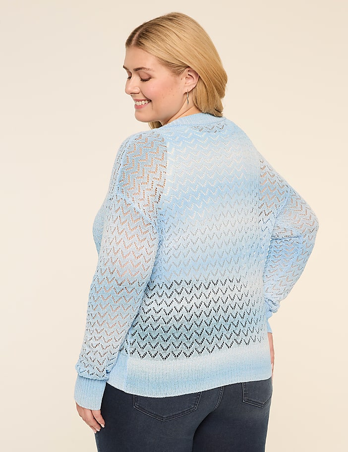 Pointelle-Stitched Open-Front Cardigan
