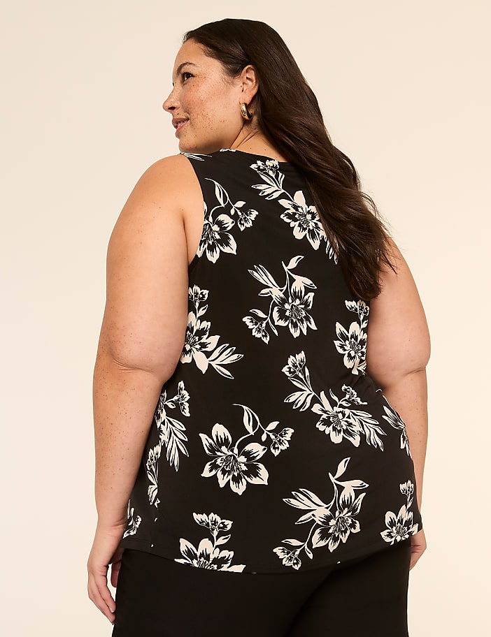 Swing Sleeveless Pleat-Front Top