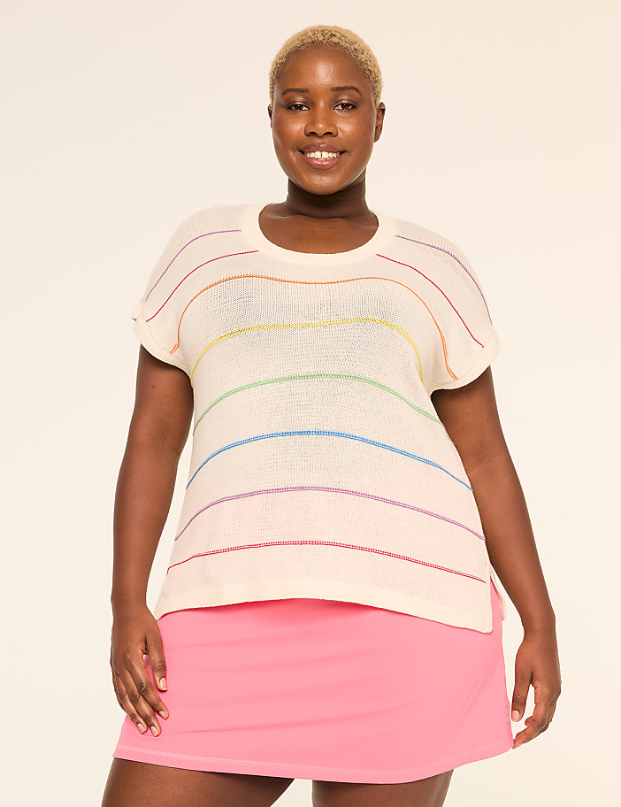 LIVI Short-Sleeve Striped Pride Sweater
