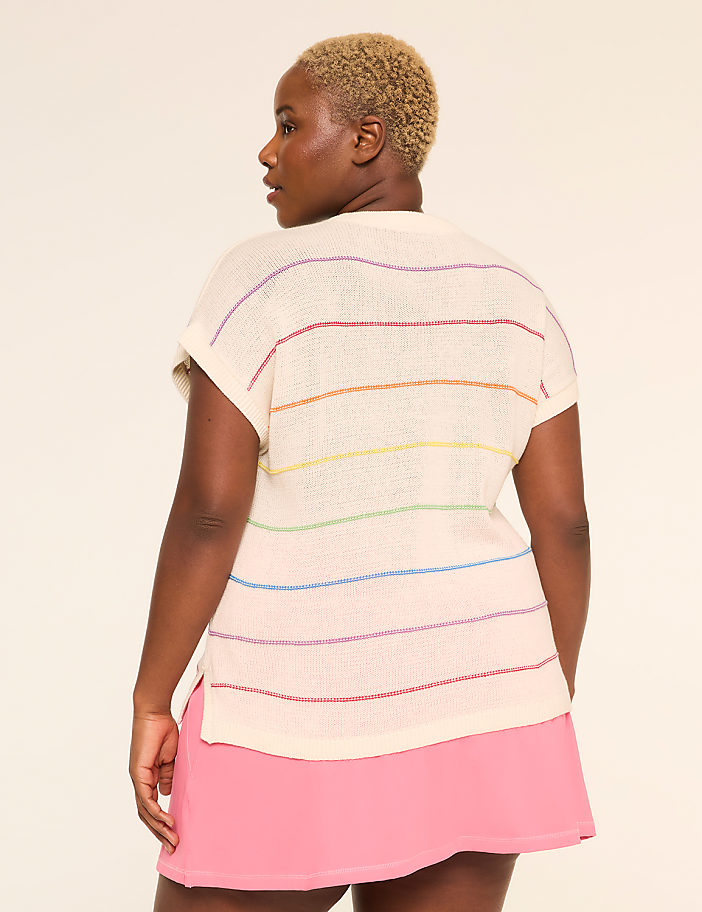 LIVI Short-Sleeve Striped Pride Sweater