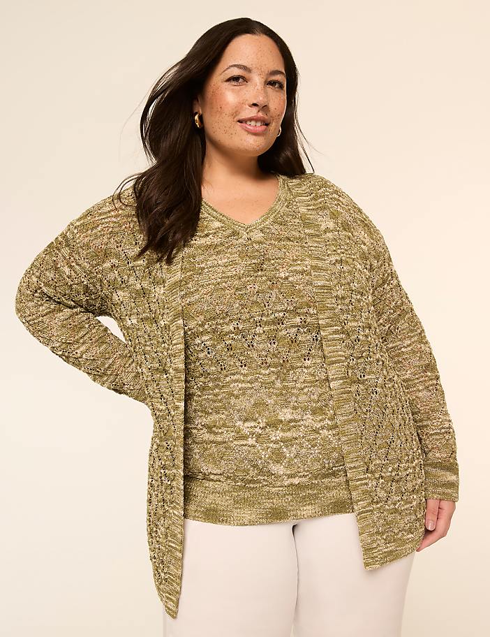 Open-Front Stitch Cardigan