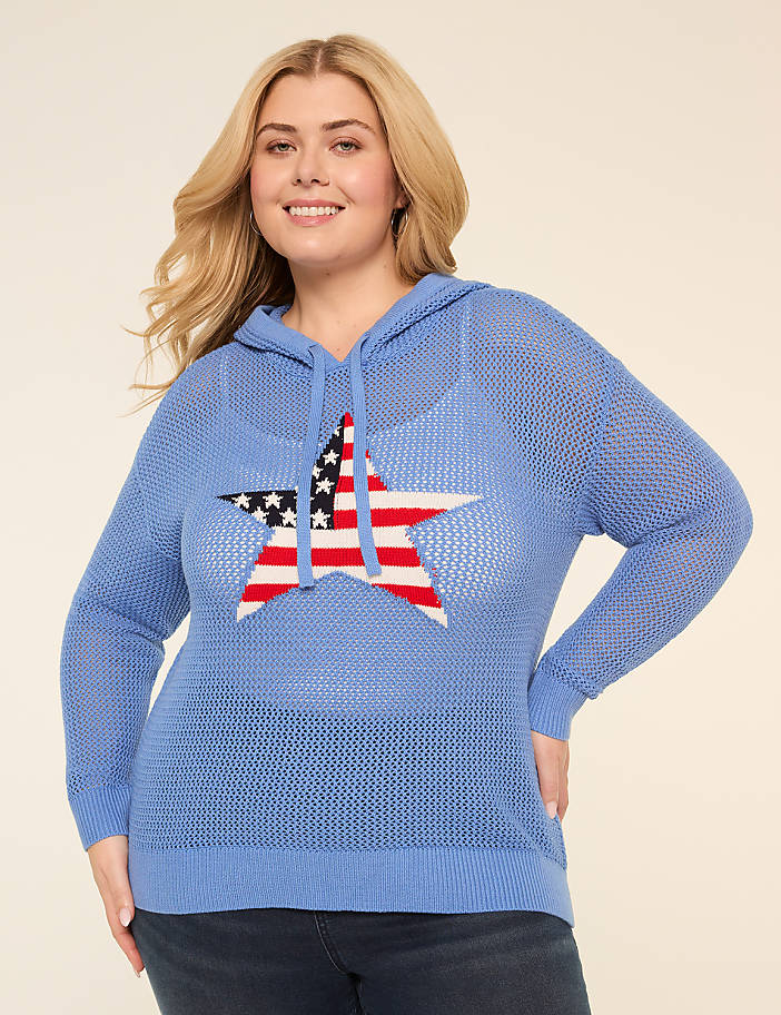 American Flag Star Hooded Sweater